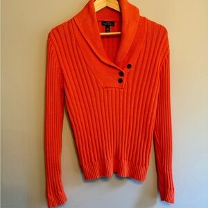 Ralph Lauren LRL Lauren Jeans Co Vibrant Orange Cowl Neck Sweater Size L